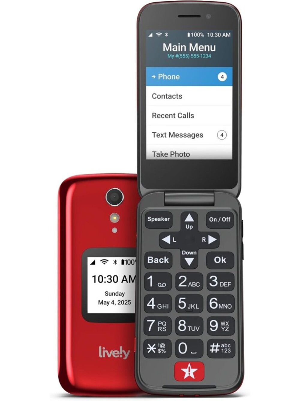 Simple Red Flip Phone for Seniors | Easy-to-Use, No SIM Needed, Activated Plan